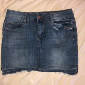 Distressed Denim Miniskirt